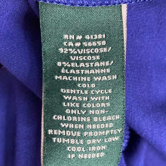 LAUREN RALPH LAUREN Royal Cobalt Blue Off Shoulder Flounce Soft Crop Jumpsuit,XS - Picture 13 of 13